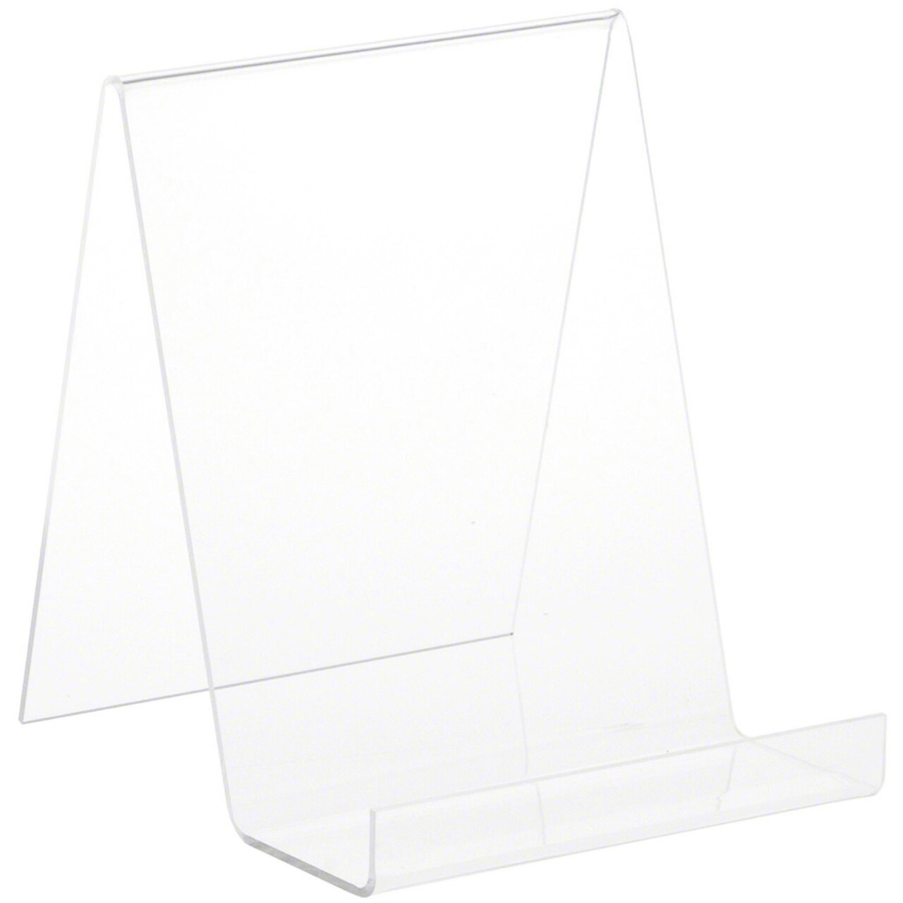Plymor Clear Acrylic Flat Back Display Easel With 2.5" Box Ledge, 7.25" H x 6" W x 7" D